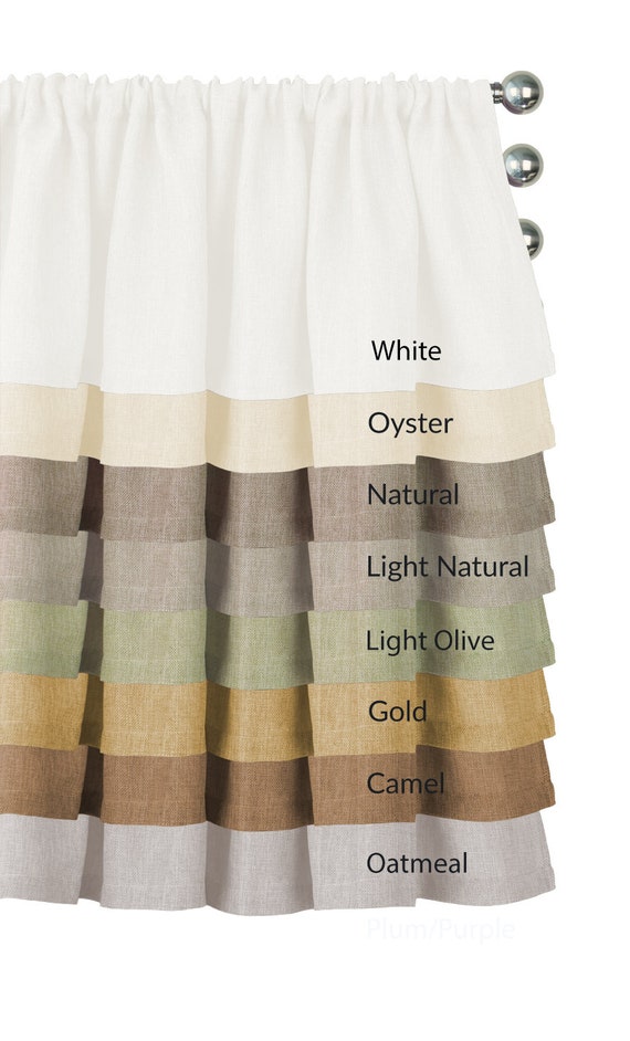 Multi-color 100% flax linen valance, farmhouse boho window valance, oyster cafe curtains, natural linen rod pocket kitchen window treatments