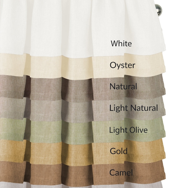 Multi-color 100% flax linen valance, farmhouse boho window valance, oyster cafe curtains, natural linen rod pocket kitchen window treatments