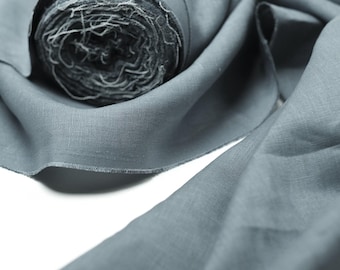Deep Teal Linen Fabric by the Yard, Washed European Flax Linen, Soft Linen Fabric for Clothing, Curtains, Home Decor