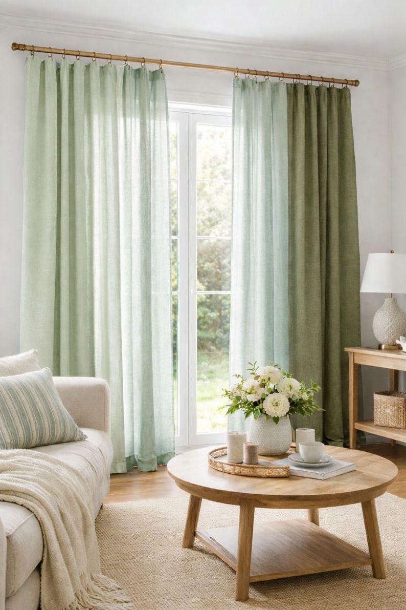 Pastel Green Linen Fabric by the Yard – Sage Light Green European Flax Linen, Medium Weight for Dresses, Curtains & Home Decor image 7