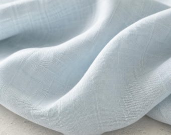 Tejido de lino natural Azul Pálido cortado a medida, tejidos de lino 100% puro en colores, tejidos de lino de granja lavados ecológicos por metro