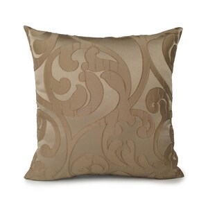 Light Tan and Tan Pillow, Throw Pillow Cover, Decorative Pillow Covers, Cushion Cover, Toss Pillow, Silk Blend pillow, Floral Pillow, Decor.