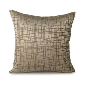 Tan Pillow with Geometric Pattern, Throw Pillow Cover, Decorative Pillow Cover, Cushion Covers, Texture cut, Trendy Satin Blend pillow.