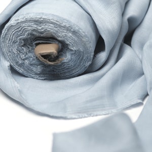 Natural linen Sky Blue fabric by the yard, 100% pure linen fabrics in colors, eco friendly washed farmhouse flax fabrics by the meter