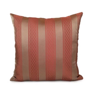 Cuscino rosa marrone e salmone, cuscino a righe, copricuscie, copricusci decorativo, copertura del cuscino, cuscino accento, cuscino misto seta.