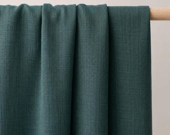 Natural linen Dark Teal fabric by the yard, 100% pure linen fabrics in colors, eco friendly washed farmhouse flax fabrics by the meter