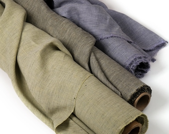 Striped Linen Fabric by the Yard | 100% Washed European Flax Linen | Patterned Natural Stripe Linen for Clothing, Curtains & Home Decor