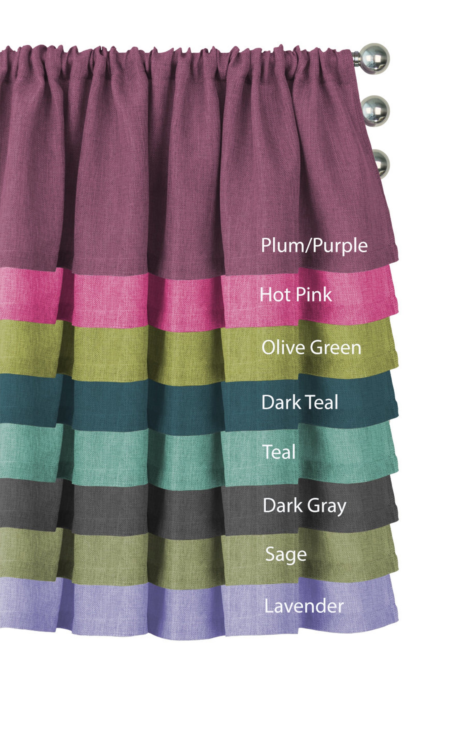 Multicolor Valance Multi-color 100% Flax Linen Valance, Farmhouse Boho Window Valance ...