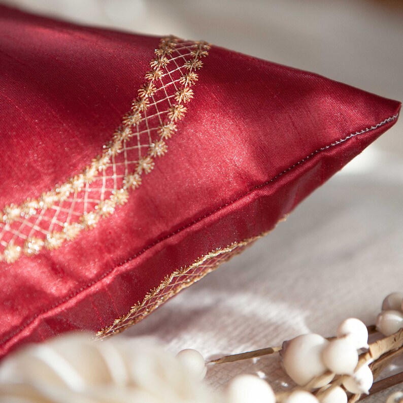 Red and Gold Pillow Throw Pillow Cover Decorative Pillow Etsy