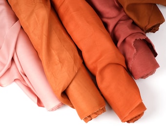 Burnt Orange Linen Fabric by the Yard – Medium Weight 100% European Flax Linen for Dresses, Curtains, Rust Terracotta Home Decor
