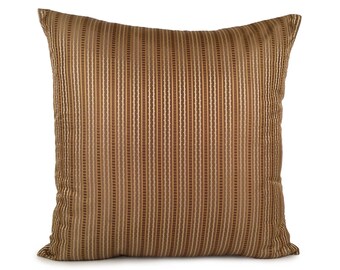 Gold Tan, Light Tan and Bronze Stripped Pillow, Throw Pillow Cover, Decorative Pillow Cover, Cushion Cover, Accent Pillow, Trendy Silk Cover