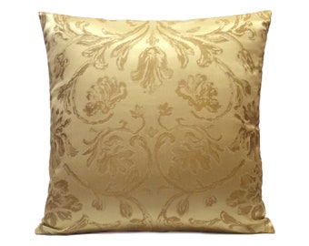 Yellow Gold Pillow, Throw Pillow Cover, Decorative Pillow Cover, Cushion Cover, Pillowcase, Accent Pillow, Satin Blend Pillow, Floral Pillow