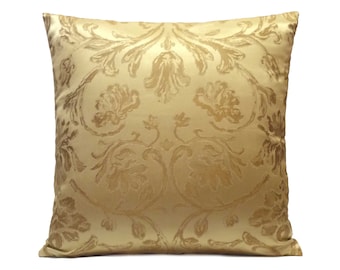 Yellow Gold Pillow, Throw Pillow Cover, Decorative Pillow Cover, Cushion Cover, Pillowcase, Accent Pillow, Satin Blend Pillow, Floral Pillow
