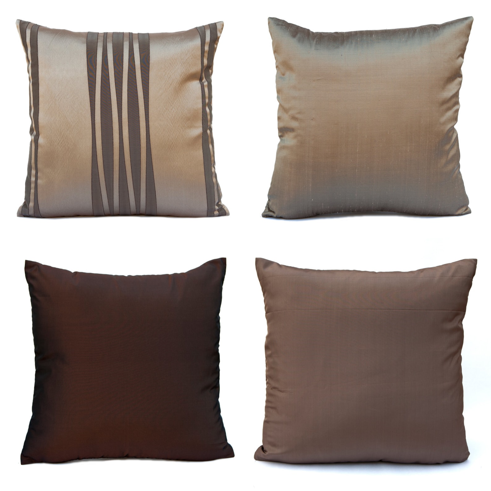 Brown - Set of 2 Jacquard Cotton Pillow Covers 03
