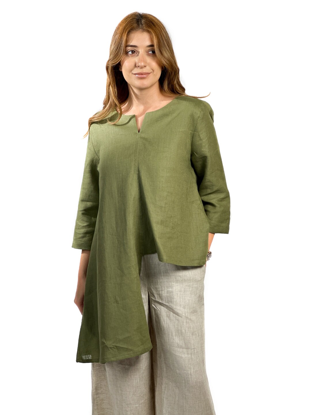 Classic Linen Top With Asymmetric Design Linen Top Handmade Etsy