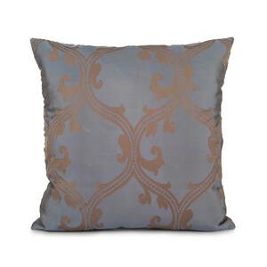 Tan and Grayish Blue Pillow, Patterned Pillow, Throw Pillow Cover, Decorative Pillow Cover, Cushion Cover, Accent Pillow, Silk Blend Pillow.