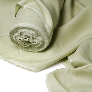 Pastel Green Linen Fabric by the Yard – Sage Light Green European Flax Linen, Medium Weight for Dresses, Curtains & Home Decor image 12