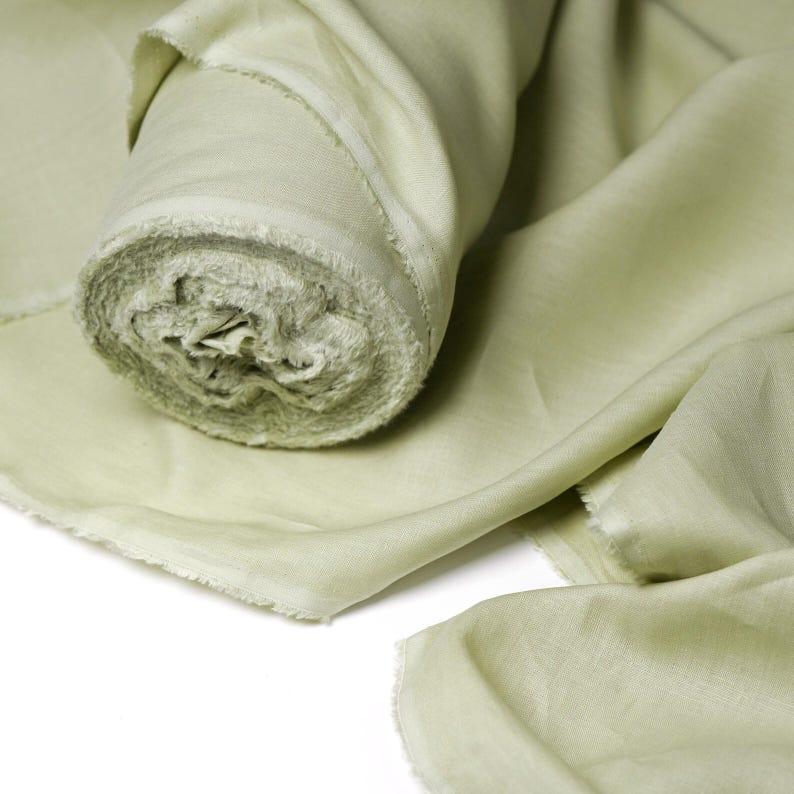 Pastel Green Linen Fabric by the Yard – Sage Light Green European Flax Linen, Medium Weight for Dresses, Curtains & Home Decor image 12