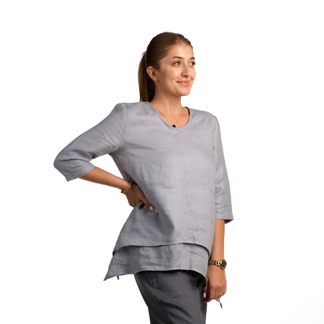 Classic Linen Top Linen Top Handmade Clothing for Women Etsy