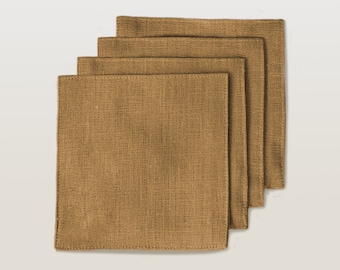 Linen coasters, multi-color linen coasters set of 4,6,8, tan Fabric boho farmhouse coasters, rustic dining table decor, housewarming gift.