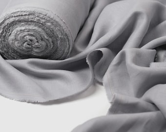 Warm Gray Linen Fabric by the Yard, Soft Washed European Flax, Medium Weight Linen for Clothing, Curtains, Natural Fabric