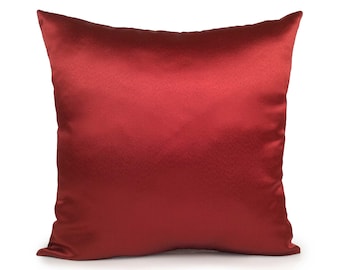 Solid ruby red Pillow, Throw Pillow Cover, Decorative Pillow Cover, Cushion Cover, Pillowcase, Accent Pillow, Toss Pillow,Satin Blend Pillow