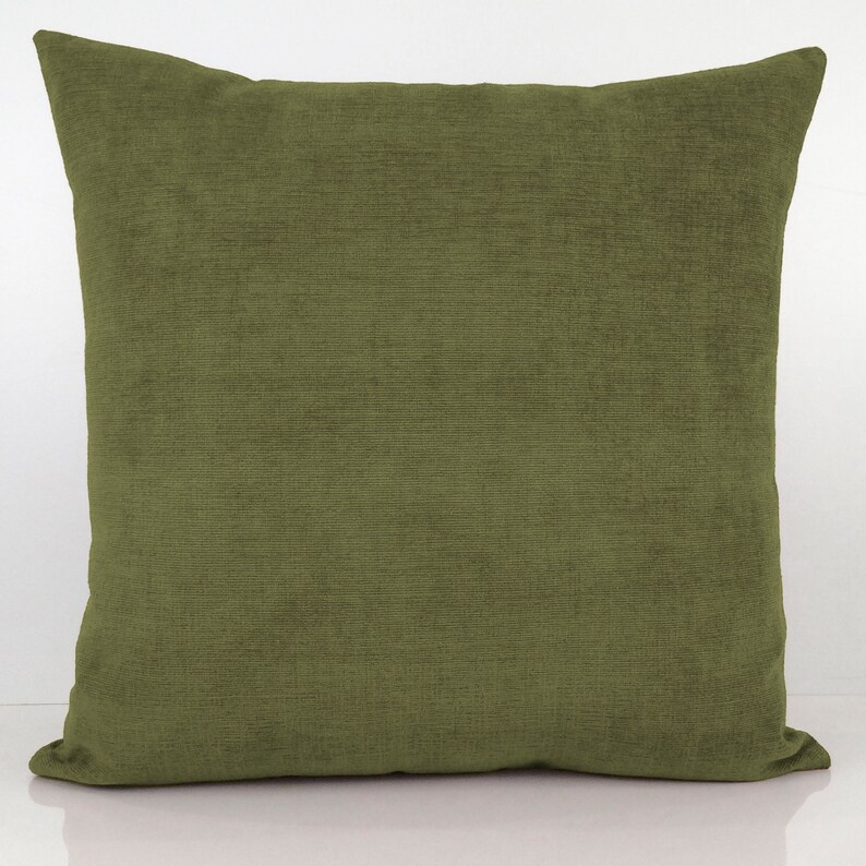 Olive Green Textured Velvet Throw Pillow Cover Modern Cushion Etsy