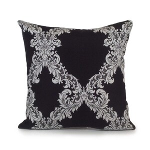 Greyish Off White and Black Pillow, Throw Pillow Cover, Decorative Pillow Cover, Cushion Covers, Pillowcase, Floral Pattern, Cotton Blend