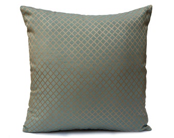 Blue and Beige Pillow Cover, Throw Pillow Cover, Decorative Pillow Cover, Cushion Covers, Pillowcase, Accent Pillow, Toss Pillow, Silk Blend