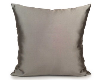 Solid Silver Pillow, Throw Pillow Cover, Decorative Pillow Cover, Cushion Cover, Satin Blend Pillow. Toss Pillow Accent Pillow, Pillowcase.
