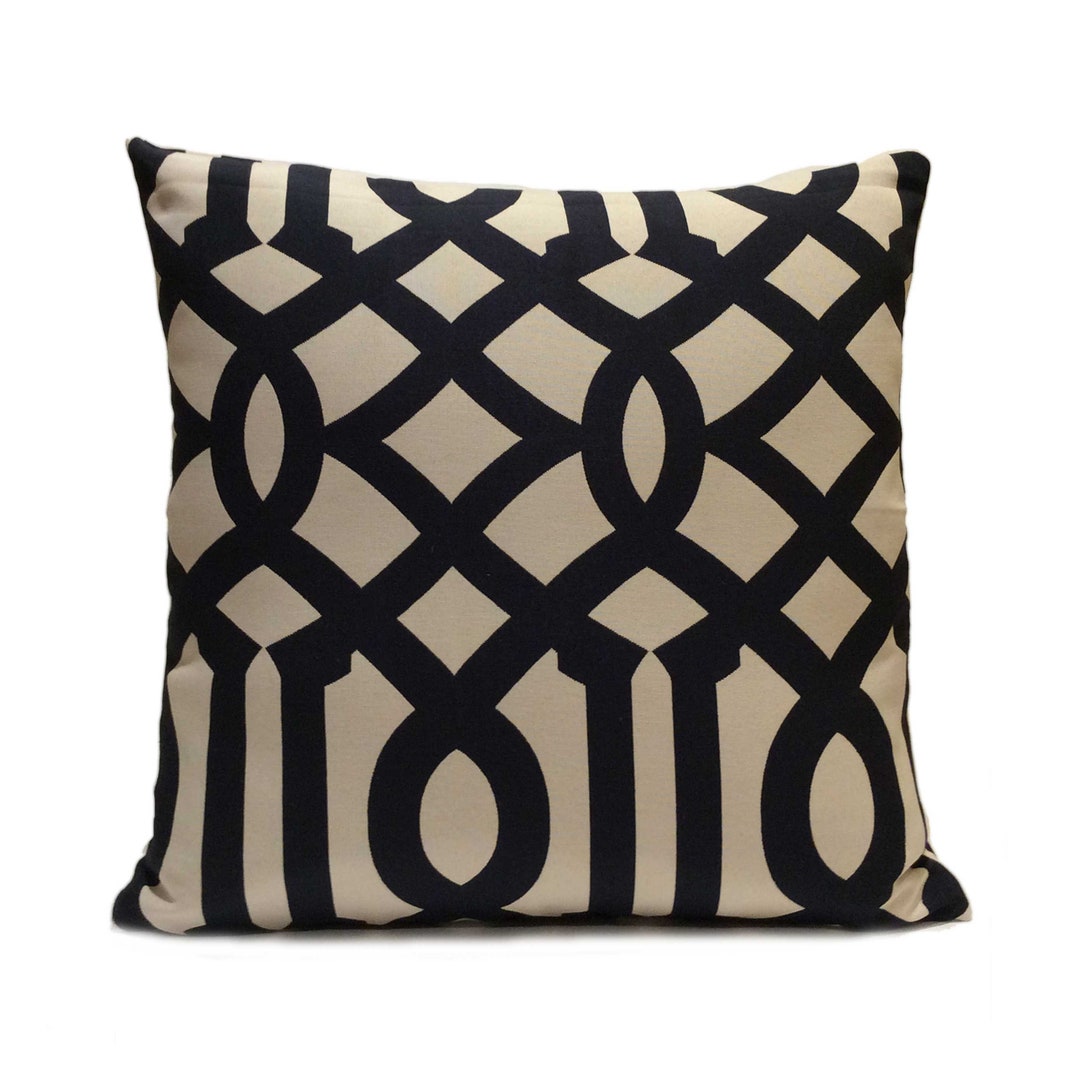 Dark Navy Blue/black/khaki Beige Pillow Cover, Decorative Throw Pillow