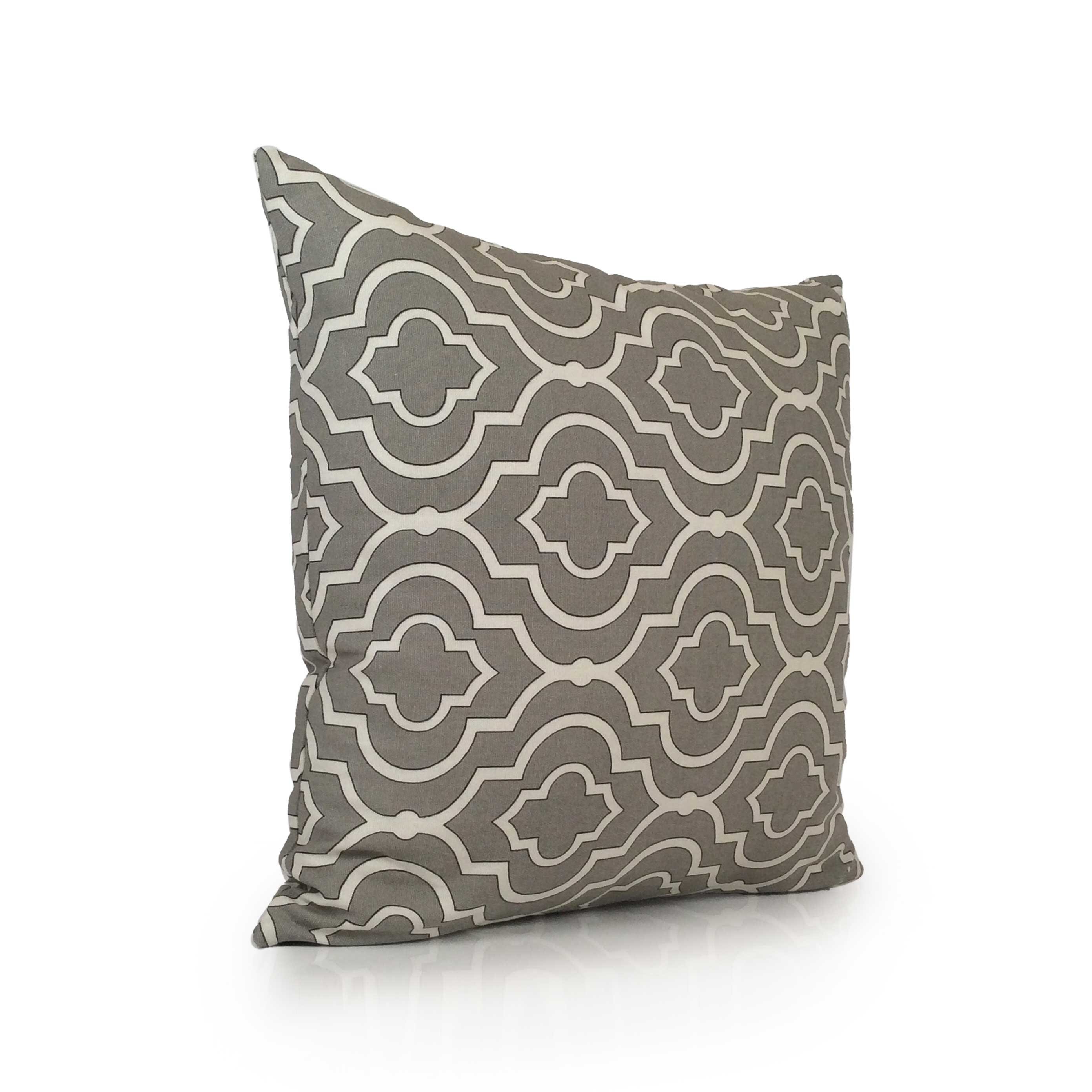 grey and off white throw pillows
