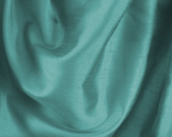 Teal Blue Silk fabric, trending multi purpose silk blend fabric, plain neutral, polyester modern pattern, coordinating faux table runner