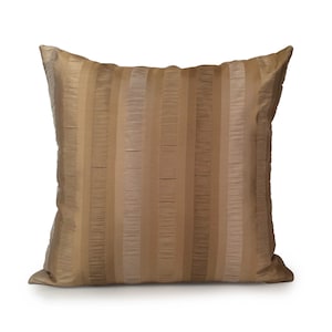 Light Tan and Dark Tan Pillow, Throw Pillow Cover, Decorative Pillow Cover, Cushion Cover, Accent Pillow, Silk Pillow Cover, Striped Pillow