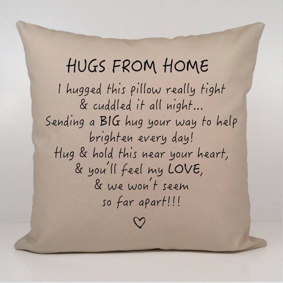 Hugs From Home Throw Pillow Going Away Hugs From Home Pillow | Dorm Decor