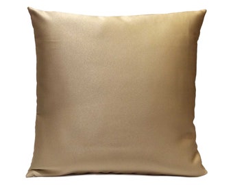 Light Gold Tan Pillow, Throw Pillow Cover, Decorative Pillowcase, Cushion Cover, Pillowcase, Trendy Accent Pillow, 16x16 Pillow, Satin Blend