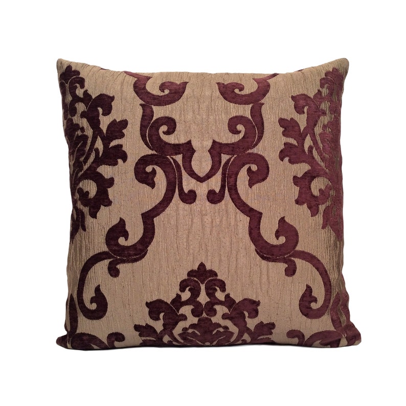 Tyrian burgundy purple tan throw pillow cover decorative Etsy