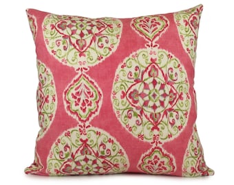 Dena Designs Mirage Medallion pillow, pink and green, Decorative Throw Pillow Cover, Cushion Cover, Linen pillow, Pillowcase, Modern pillow.