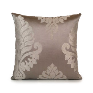 Light and Dark Silver Pillow, Throw Pillow Cover, Decorative Pillow Covers, Cushion Cover, Pillowcase, Sparkly Floral Pattern, Satin Blend