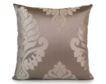 Light and Dark Silver Pillow, Throw Pillow Cover, Decorative Pillow Covers, Cushion Cover, Pillowcase, Sparkly Floral Pattern, Satin Blend