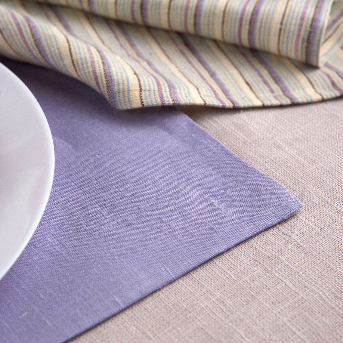 LIght Purple Lavender Linen placemats 100 washed linen Etsy