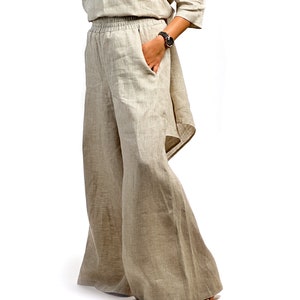 Loose Wide-leg Linen Pants