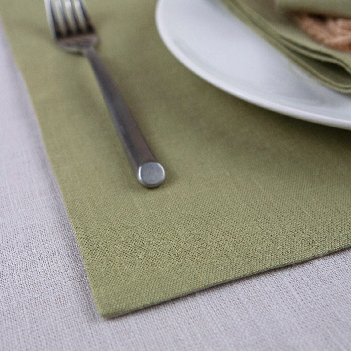 Olive green linen washed placemats multicolor linen placemat Etsy