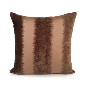Dark Tan Pillow, Throw Pillow Cover, Decorative Pillow Cover, Pillowcase, Accent Pillow, Cotton Blend, Chocolate Brown Velour Embroidery