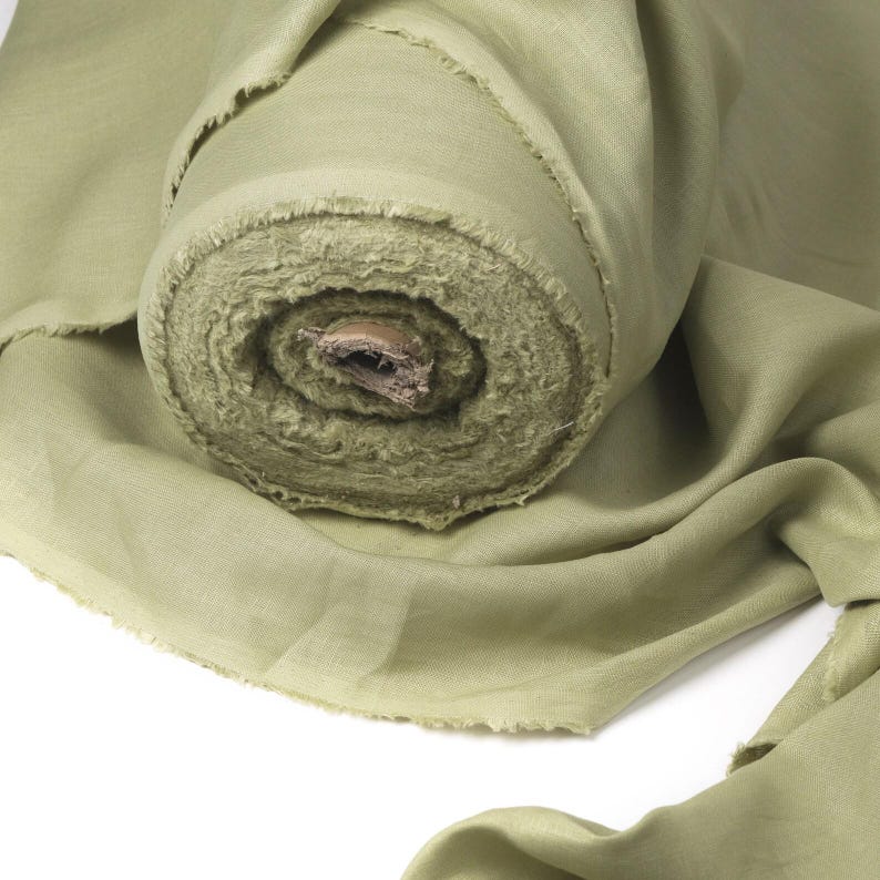 Pastel Green Linen Fabric by the Yard – Sage Light Green European Flax Linen, Medium Weight for Dresses, Curtains & Home Decor image 13