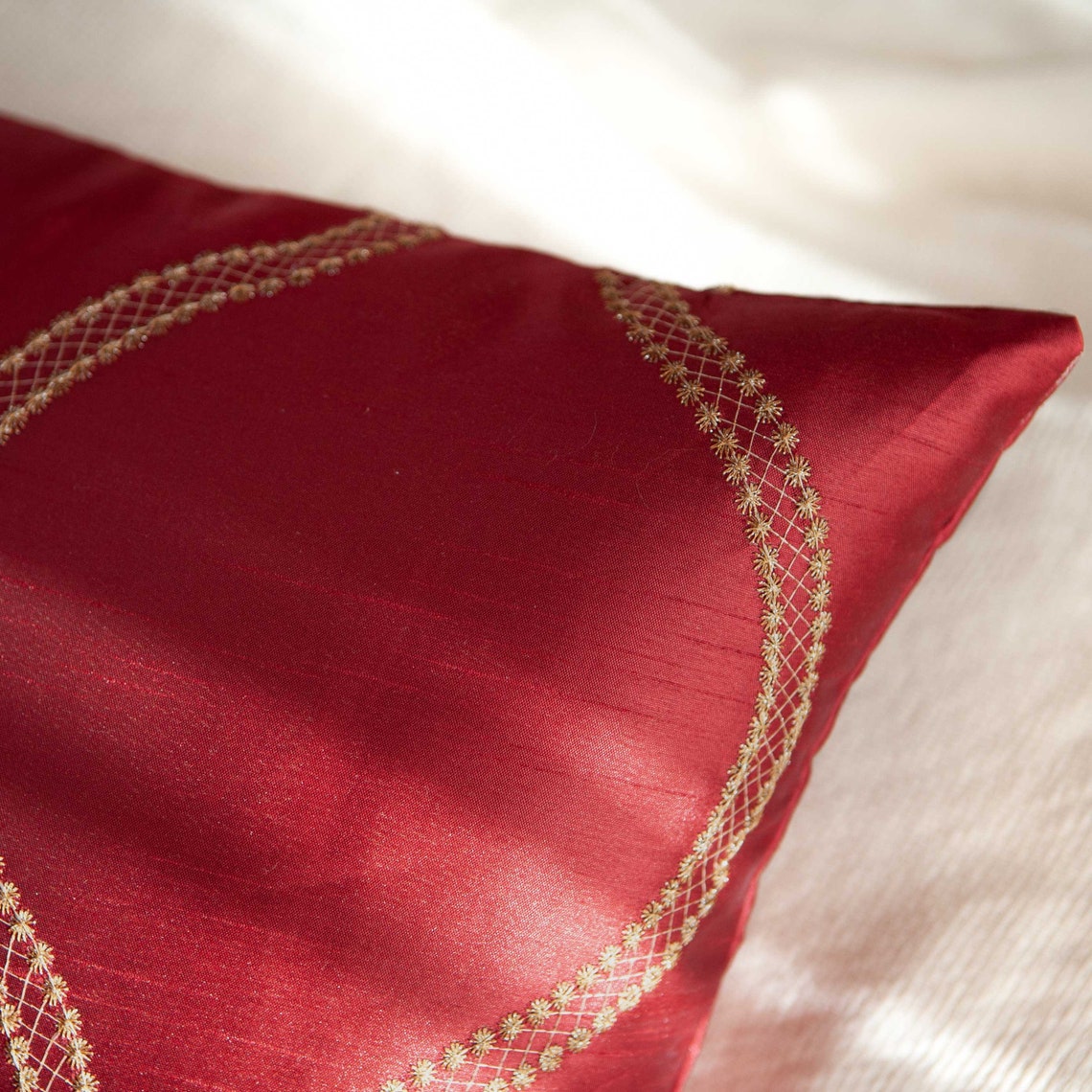 Red and Gold Pillow Throw Pillow Cover Decorative Pillow Etsy