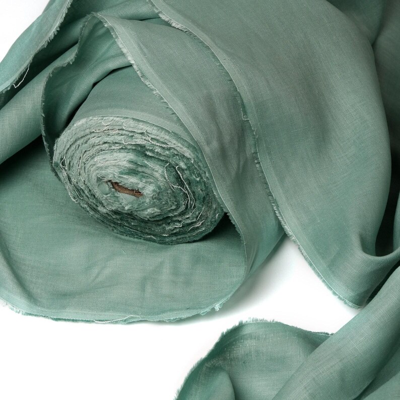 Pastel Green Linen Fabric by the Yard – Sage Light Green European Flax Linen, Medium Weight for Dresses, Curtains & Home Decor image 14