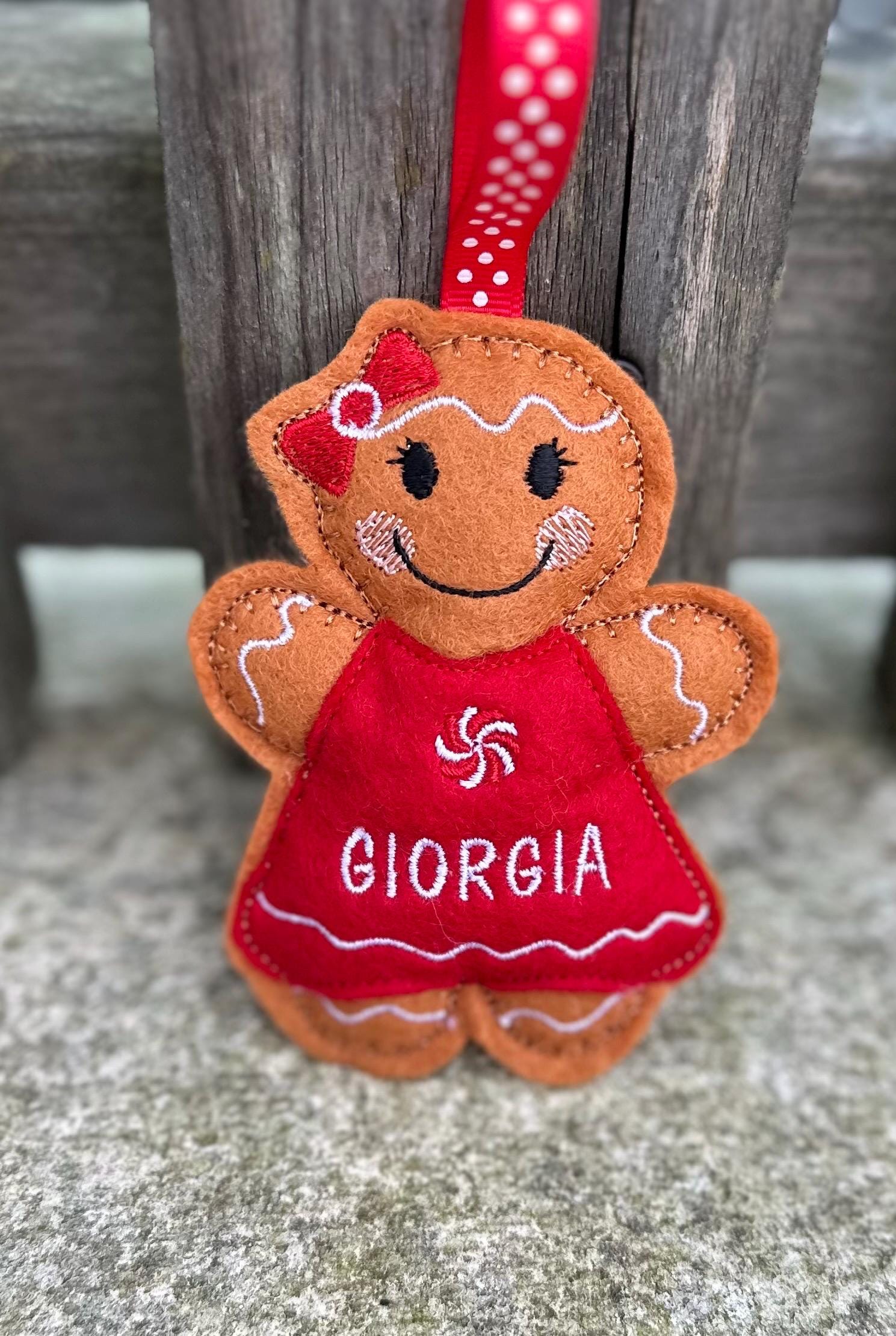 Personalised Felt Gingerbread Christmas Ornament: Tree Hanger