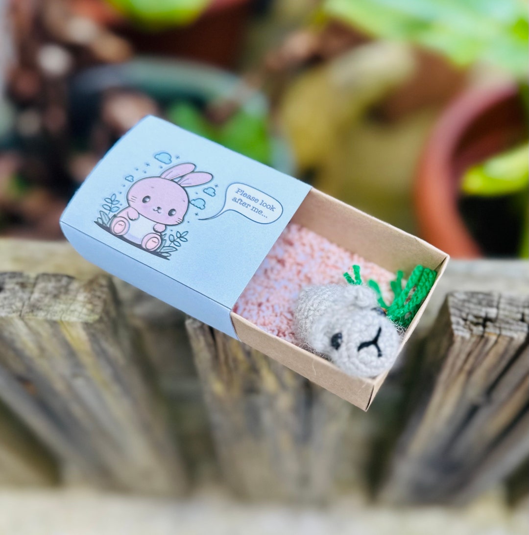 Pet in a Matchbox Rabbit / Crochet Mini Rabbit / Crochet Wool Bunny ...