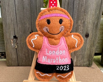 Personalised Felt gingerbread runner / London marathon / Great South Run / Brighton marathon / parkrun / runner gift / marathon runner gift